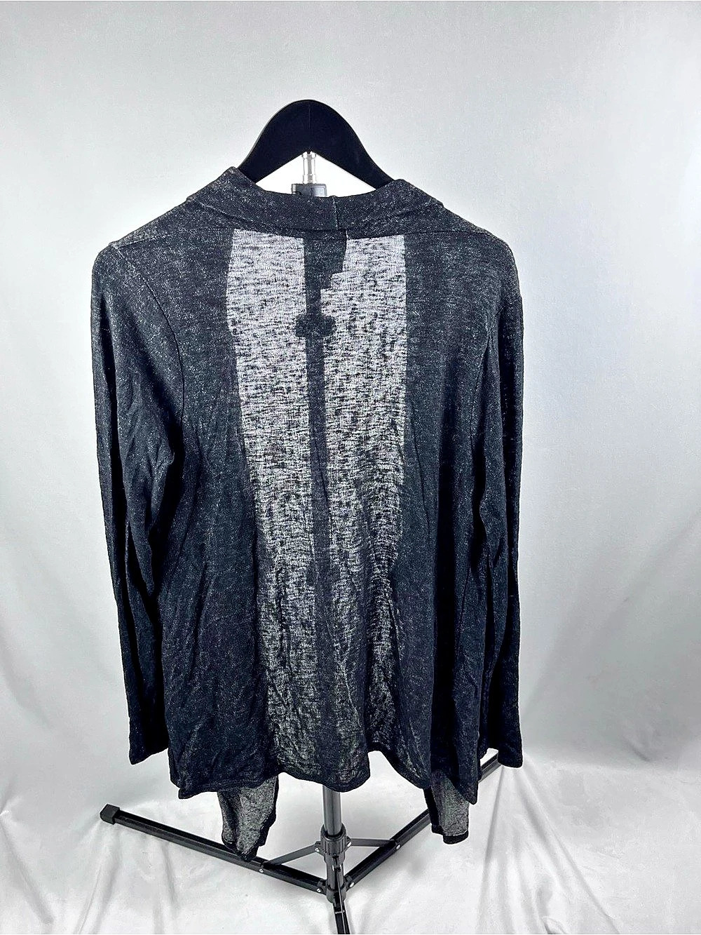 Bobeau Black Asymmetrical Drape Front Cardigan Sweater Size M